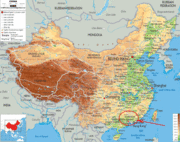 Карта на Китай с провинция Гуандонг - Map of China with Guangdong province