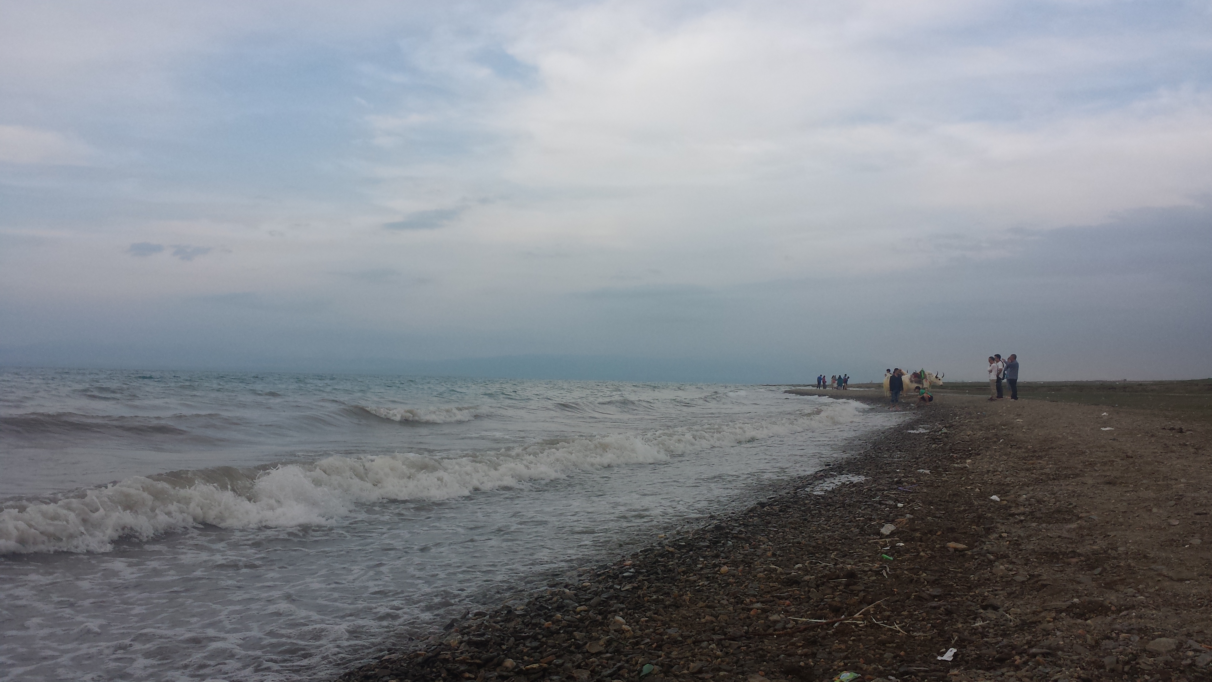 Езерото Чинхай (Qinghai lake, 青海湖，མཚོ་སྔོན་པོ།), на брега, на 3205 м височина